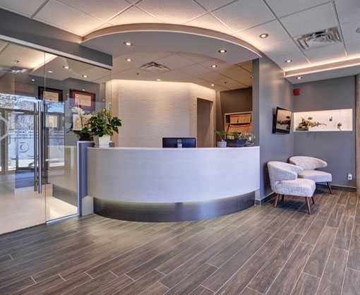 design-build-reception-510x418 dental reception showing custom dental millwork solutions under expert dental office design & construction management